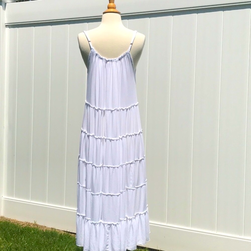 Raviya White Tiered Midi Dress Adjustable Strap Size Small - Picture 10 of 16